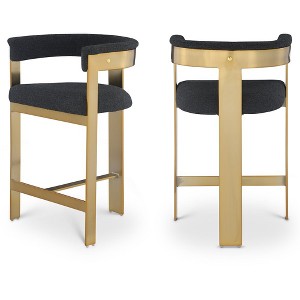 Meridian Furniture,Romeo Black Boucle Fabric Counter Stool, Set of 2 - 1 of 4