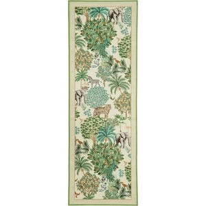 Jungle Print Washable Rug - Non-Slip Low Pile Stain Resistant Carpet for Living Room, Bedroom, Nursery, Playroom - 1 of 4