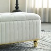 Kumasinova Glam Tufted Storage Ottoman Bench with Gold Accents, Upholstered Velvet Fabric Ottoman with Safety Hinge, Versatile Foot Stool, Beige - 4 of 4