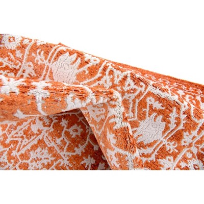 Terracotta and Ivory Abstract Easy Care Runner Rug