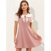 INSPIRE CHIC Women's Bowtie Neck Contrast Color A-Line Doll Collar Dress - 3 of 4
