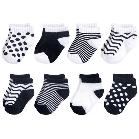 Luvable Friends Baby Unisex Fun Essential Socks, Black White, 12-24 ...