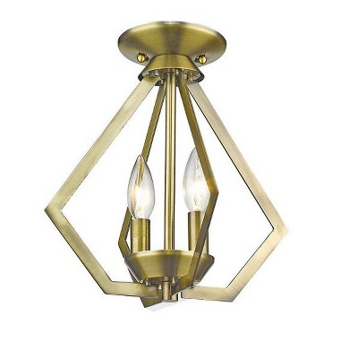 Mini Geometric Brass Pendant Light with Steel Frame