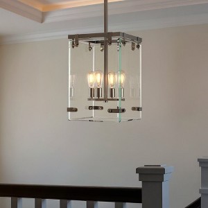 Urban Ambiance Luxury Modern Farmhouse Narrow Chandelier,  28-3/8"H x 14-3/4"W SQ,  Brushed Nickel, UHP2443 - 1 of 4