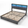 DOMETOUR King Bed Frame with Upholstered Headboard & 2 Drawers, LED Lights, Charging Station, No Box Spring, Dark Gray - 2 of 4