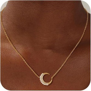 Layered Gold Necklaces for Women, Dainty 14K Gold Plated Non-Tarnish Stacking Set - 1 of 4