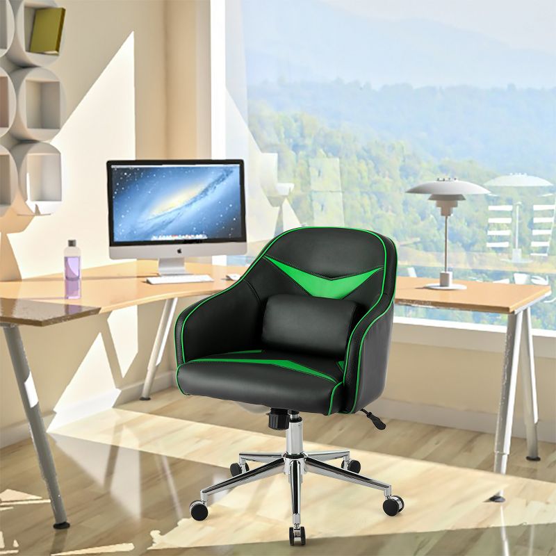 Costway Office Chair Task Desk Swivel Adjustable Height w/ Massage Lumbar Support BlueGreen, 2 of 11