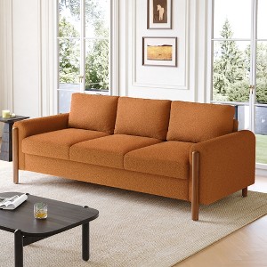83.86" Teddy Velvet Curved 3-Seater Sofa with High Weight Capacity, Durable Solid Wood Frame and Easy Maintenance - 1 of 4