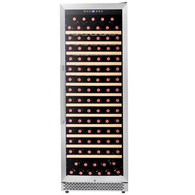 Built-in Red Wine Cellar CB-408B, 154 Bottles of Large Capacity, Double Temperature Area Precision Care, Black Glass Door