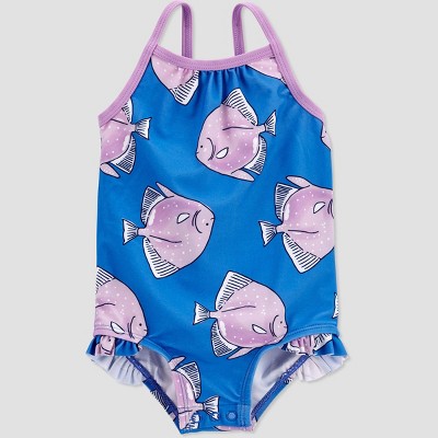 Carter's Just One You® Baby Girls' Fish One Piece Swimsuit - Purple 3M