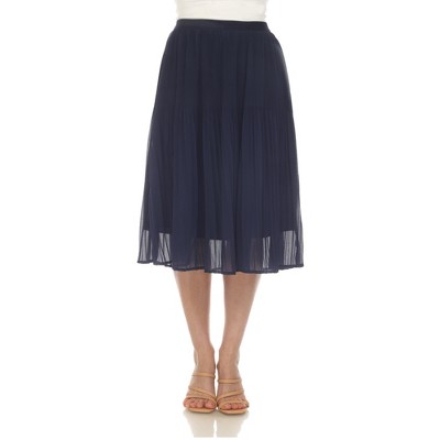 White Mark Women's Chiffon Pleated Midi Skirt
