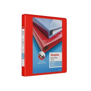 Staples Heavy Duty 1" 3-Ring View Binder Red (24669) 82694 - 1 of 4