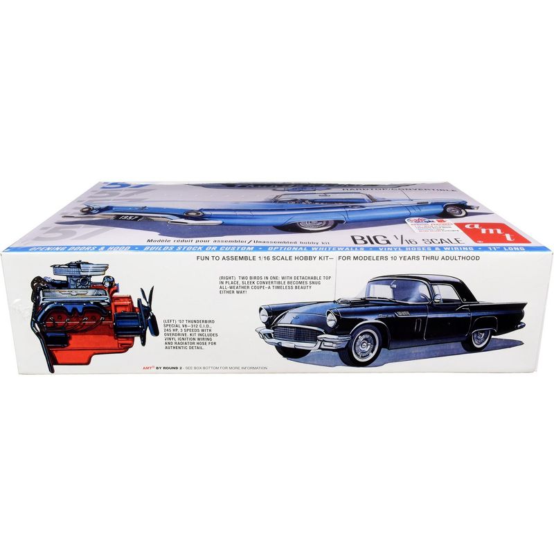 Skill 3 Model Kit 1957 Ford Thunderbird Convertible 2-in-1 Kit 1/16 Scale Model by AMT, 2 of 5