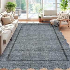 coucheta Washable Scalloped Area Rugs, Multi-size Modern Stain-Resistant Soft Low Pile Non-Slip Farmhouse Accent Carpet, for Living Room, Bedroom - 1 of 4