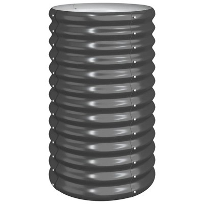 vidaXL Anthracite Round Garden Planter - Durable Powder-Coated Steel, Easy Assembly, Ideal for DIY Gardening Enthusiasts, 15.7"x15.7"x26.8"