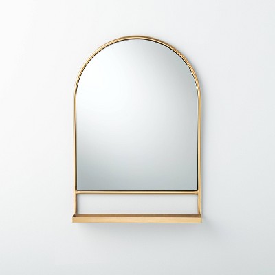 Arched Metal Frame Mirror With Shelf Brass Finish - Hearth & Hand™ With  Magnolia : Target