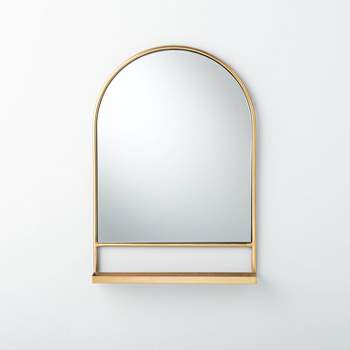 Arched 18"x26" Metal Frame Wall Mirror with Shelf Brass Finish - Hearth & Hand™ with Magnolia