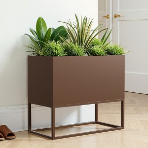 Wooakway Outdoor/Indoor/Decor Metal Elevated Raised Garden Bed Planter Box Planter Pots Cachepot Nursery Pot - 1 of 4