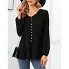 Clearlove Women's Casual V Neck Button Shirt Long Sleeve Blouse Asymmetrical Loose Flowy Ruffled Blouses - 3 of 4