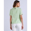 INSPIRE CHIC Women's Floral Jacquard Puff Short Sleeve Peter Pan Collar Blouse - 3 of 4