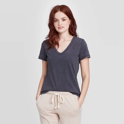 Women's Short Sleeve V-Neck T-Shirt - Universal Thread™ Charcoal Gray S