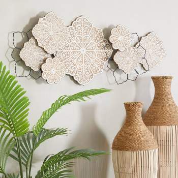Wood Floral Wall Decor with Metal Wire Brown - Olivia & May