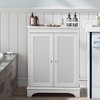 TiramisuBest White 2-Door Rattan Storage Cabinet with Adjustable Partition, Multifunctional Buffet Cabinet for Living Room, Kitchen, Bathroom - 2 of 4
