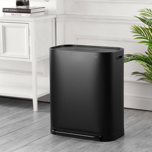 Happimess Beni Kitchen Trash/recycling 16-gallon Double-bucket Step-open  Trash Can, Black : Target