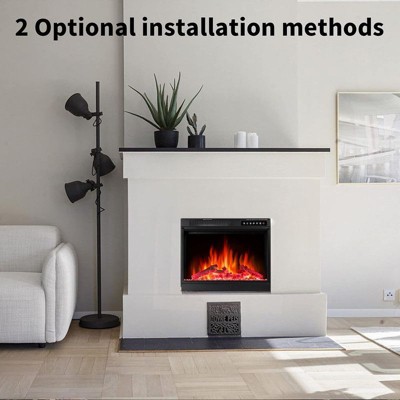 R.W.FLAME Electric Fireplace Insert,Recessed 23''Electric Fireplace Heater with Infrared Quartz&Remote Control,Adjustable Led Flame Brightness 750W/1500W Black (23''X18'') - Thumbnail 5