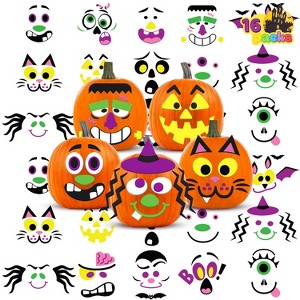 Joyfy 16pcs Pumpkin Halloween Stickers for Decorating,Jack O Lantern Pumpkin Stickers for Kids Halloween Party Favors,Game Activities,School Gifts - 1 of 4