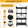 Vynxaria 4 Tier Heavy Duty Folding Utility Cart, Portable Service Cart with Wheels, Black, 23.0¡Á15.0in Shelves - 4 of 4
