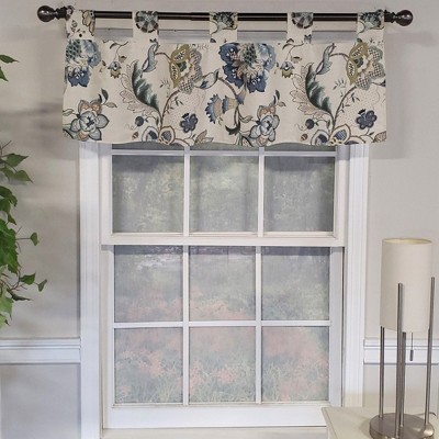 Iris Blue Cotton Burlap Tab Top Valance Curtain