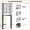 Storage cabinet above the bathroom, bathroom manager with tempered glass door, thick metal bracket and MDF wood, independent space saving, white - 3 of 4