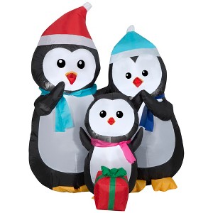 Gemmy Christmas Airblown Inflatable Penguin Family Scene, 4 ft Tall, Multi - 1 of 1