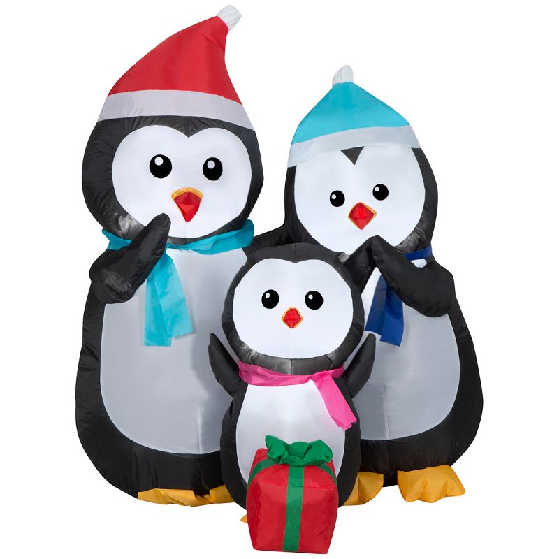 Gemmy Christmas Airblown Inflatable Penguin Family Scene, 4 ft Tall, Multi, 1 of 2