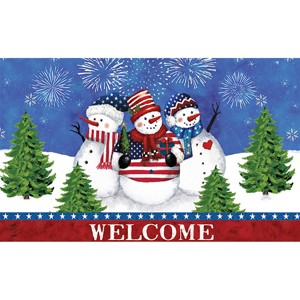 Briarwood Lane Doormat 30x18 Indoor Outdoor American Snowmen Winter For Winter Doormat - 1 of 4
