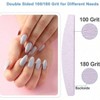 Nail Files 100 Pcs, 100/180 Grit Emery Board Bulk for Acrylic Natural Nails, Double Sided Curved Gray Manicure Filer - 2 of 4