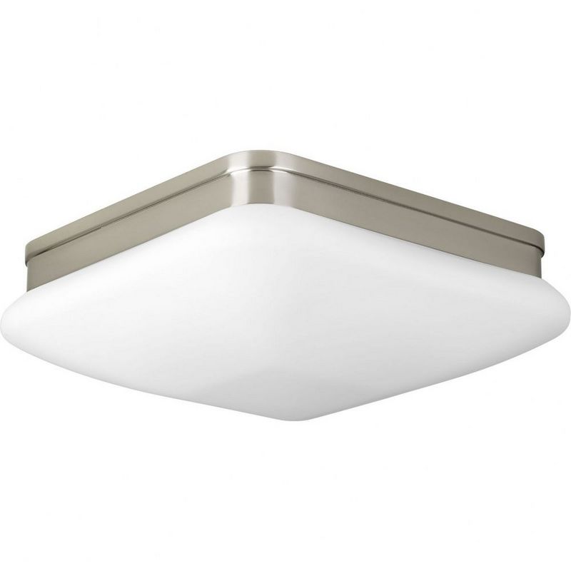 Progress Lighting, Appeal Collection, 2-Light Flush Mount, Brushed Nickel, Square Etched Opal Glass Shade, 1 of 3