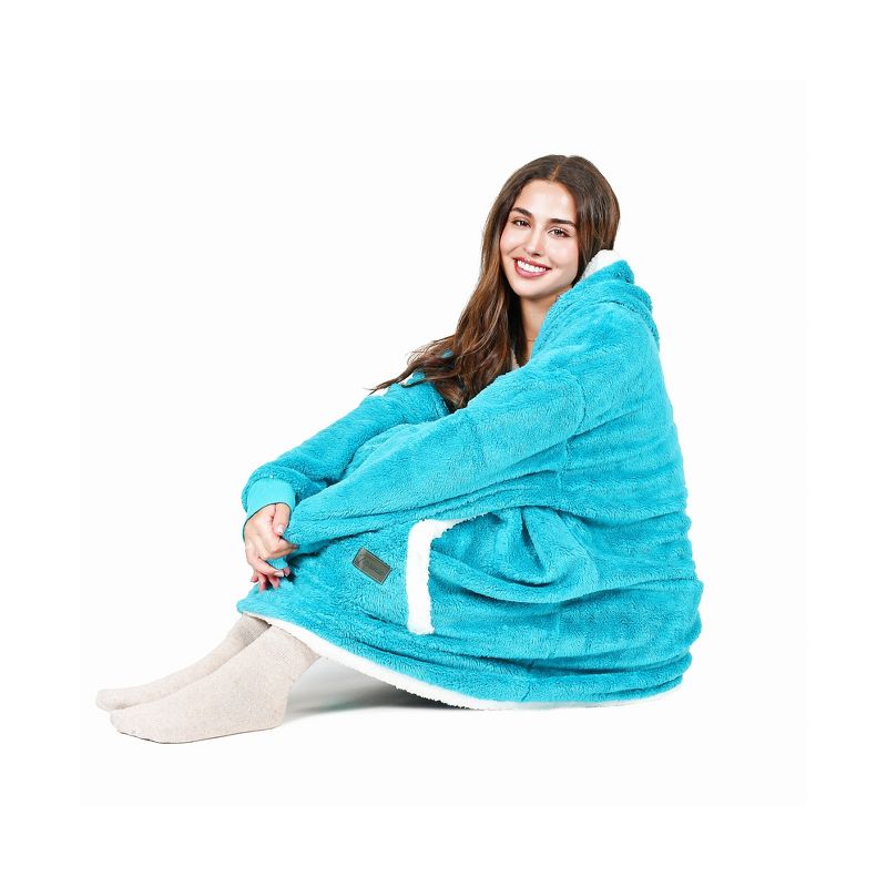 Tirrinia Oversized Wearable Blanket Hoodie Fleece for Adults as A Gift, Big & Warm Blanket Giant Pocket both Indoors & Outdoors Men Women, 3 of 7