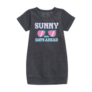 - Barbie - Sunny Days Ahead Graphic Short Sleeve Fleece Dress - 1 of 2
