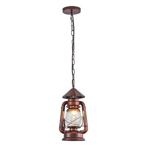 Ludomide Rustic Ceiling Light Fixture Vintage Lantern Pendant Light Outdoor Hanging Lighting with Glass Shade for Porch Farmhouse Patios D7 x H15 - 1 of 4