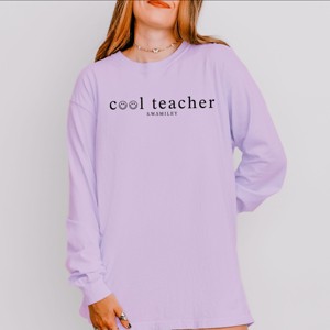 Simply Sage Market S.W.Smiley Cool Teacher  Garment Dyed Long Sleeve - 1 of 3
