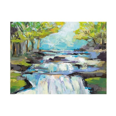 24" x 32" Jeanette Vertentes 'The Waterfall' Unframed Canvas Art - Trademark Fine Art