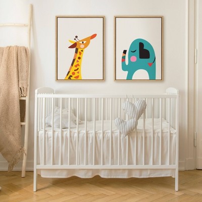 Colorful Mid Century Modern Baby Elephant Canvas Wall Art