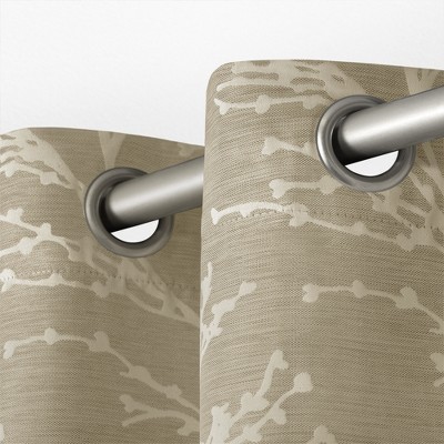 Natural Brown Linen Blackout Grommet Window Curtain Panels, 63" x 52"