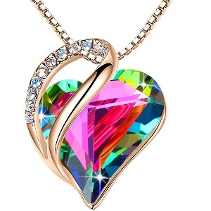 Leafael 18K Rose Gold Plated Love Heart Pendant Necklace with Healing Stone Crystal Jewelry Gifts for Women, 18"+2" - 1 of 4