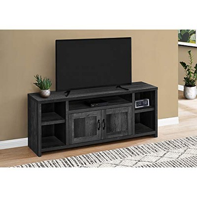Black Dark Wood 60" Media Console with Cabinet