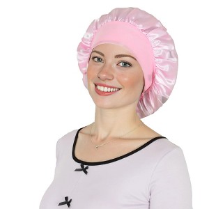 Anna-Kaci Satin Sleep Bonnet Elasticity Wide Band Silky Hair Protection for Curly and Natural Hair - 1 of 4