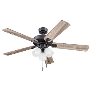 Portage Bay Stannor 52 Inch Indoor Ceiling Fan with Light Fixture, 3 Bulbs, and Quiet Reversible Motor for Medium Rooms, 51434, Bronze - 1 of 4