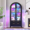 Fredees 70.9" Freestanding Arched Glass Display Cabinet with Color LED Motion Light, Tempered Doors, Storage Drawers for Home or Office - 3 of 4